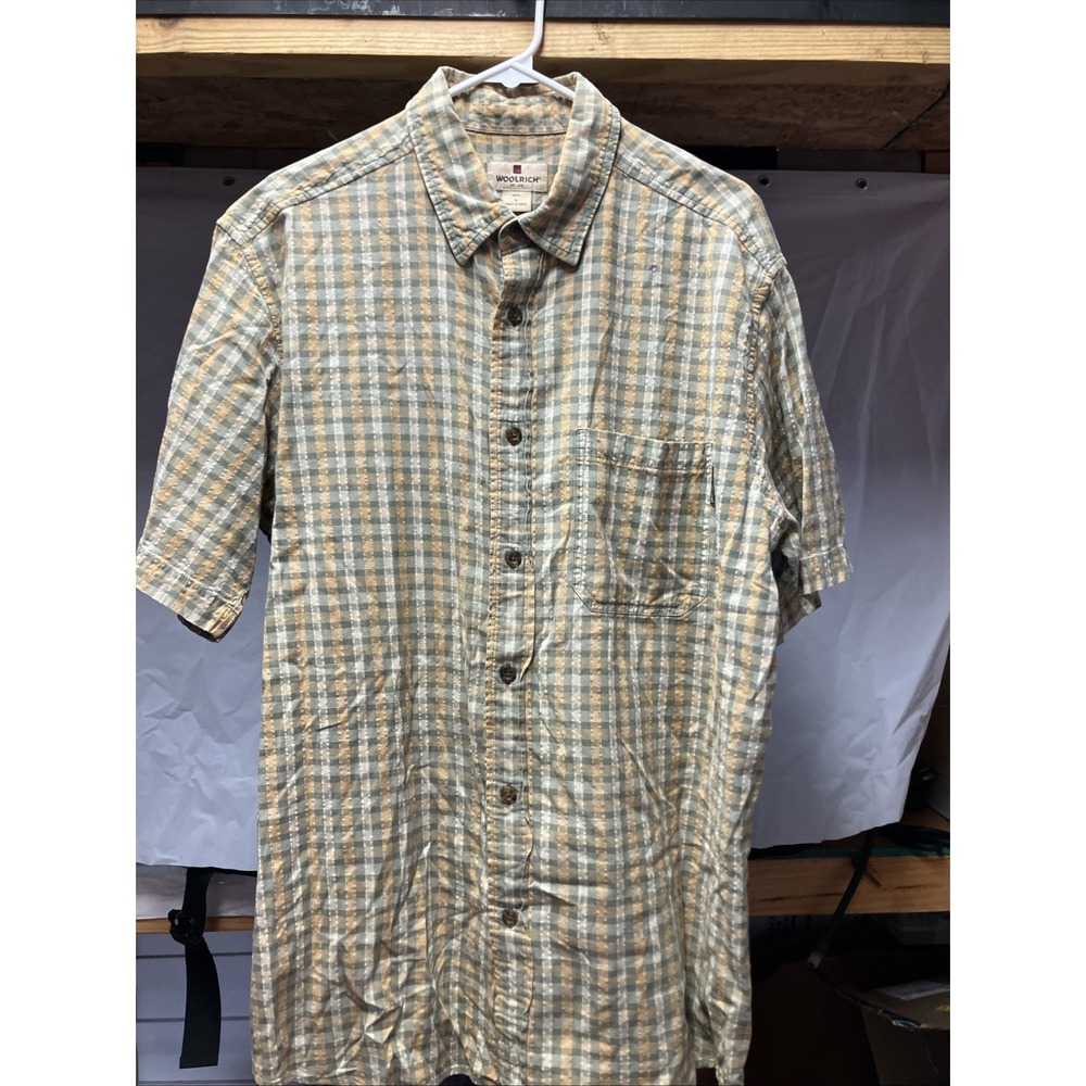 Large Woolrich Shirt Mens Multi Color‎ Short Sleeve Button Up Cotton Casual